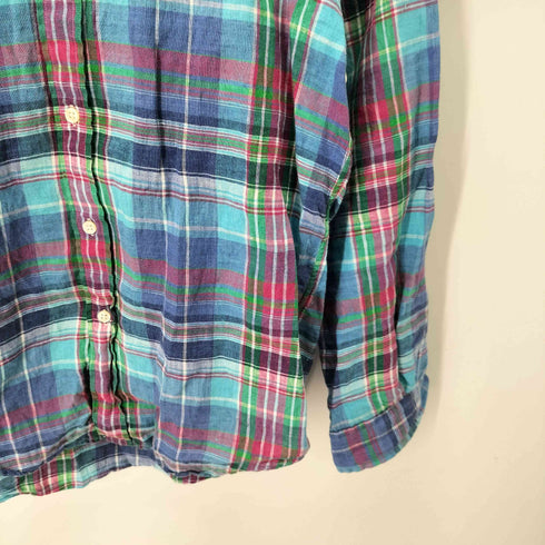 ラルフローレン RALPH LAUREN ポニー刺繍 マドラスチェック ボタンダウンシャツ メンズ import:S