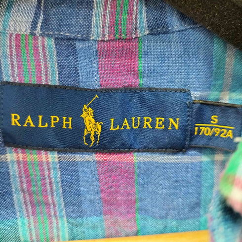 ラルフローレン RALPH LAUREN ポニー刺繍 マドラスチェック ボタンダウンシャツ メンズ import:S