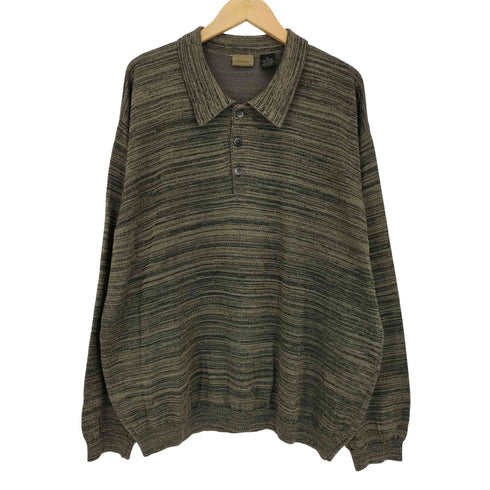 アクシスト AXIST マルチボーダー 長袖 ニットポロ メンズ import:XL