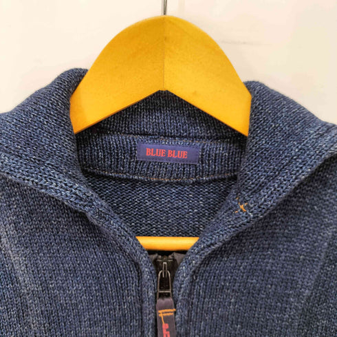 ブルーブルー BLUE BLUE 圧縮ウールニット ショールカラー ジップアップジャケット メンズ US:30-31