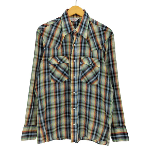 リーバイス Levis 70s USA製 チェック 襟芯 ウエスタンシャツ メンズ import:L