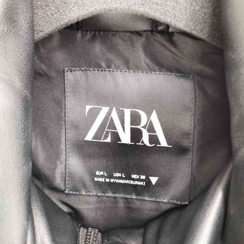 ザラ ZARA フェイクレザー 中綿ダウンジャケット レディース import:L