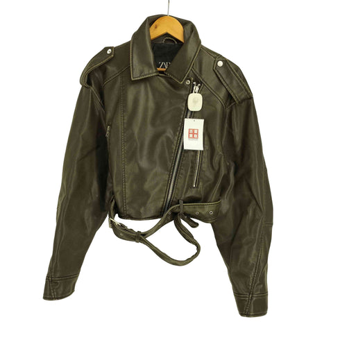 ザラ ZARA レザー シングルライダースジャケット レディース JPN:L