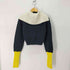 スリーワンフィリップリム 3.1 phillip lim Vネック セーラーカラー クロップド ロングスリーブ ニットセーター レディース import:S