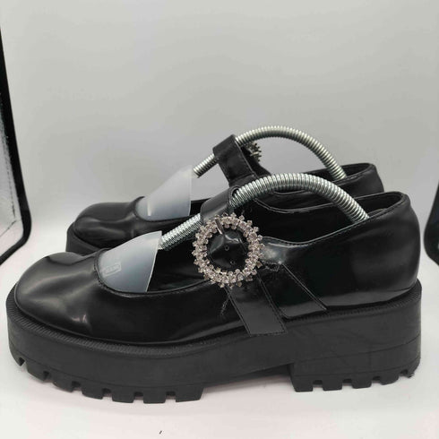 ザラ ZARA Bijou Mary jane ビジュー 装飾 メリージェーン 厚底 ローファー レディース EUR:37