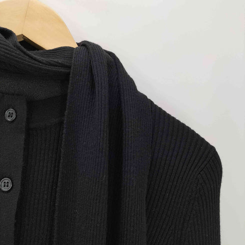 ザラ ZARA 25AW RIB KNIT CARDIGAN WITH SCARF スカーフ 付き リブニット カーディガン レディース import:M