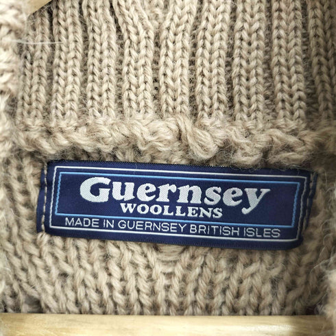 Guernsey Woollens イギリス製 ウール100 ケーブルタートルネックセーター メンズ import:S