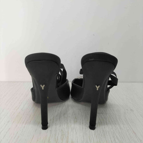 イエロー YELLO SCARLET mule サテン編み上げハートミュール ハートビジューパンプス レディース JPN:M