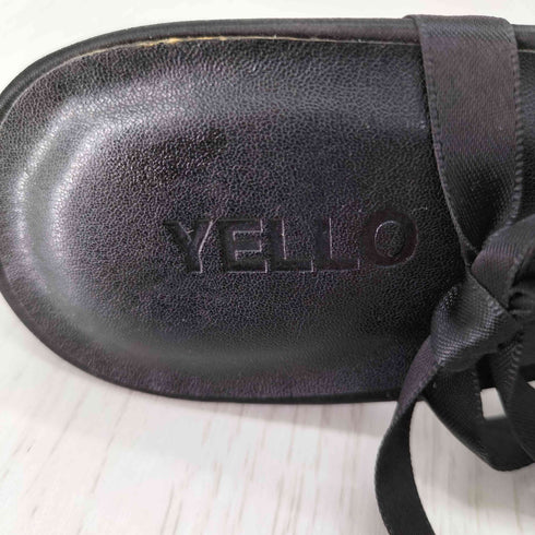 イエロー YELLO SCARLET mule サテン編み上げハートミュール ハートビジューパンプス レディース JPN:M