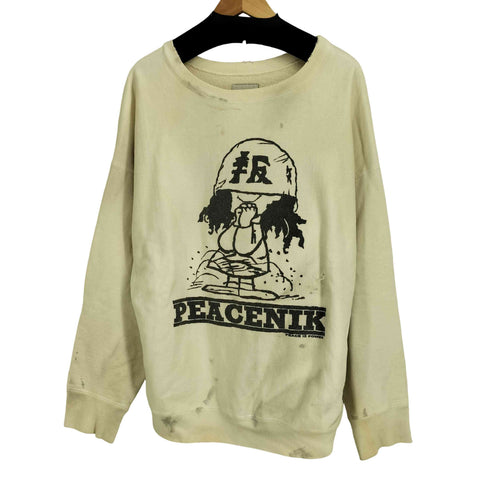 バウワウ BOWWOW YOKO SWEAT SHIRTS PEACENIK ダメージ加工 メンズ import:L