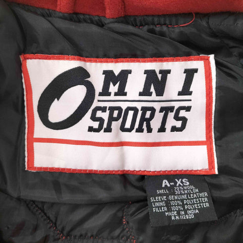 OMNI SPORTS 袖レザースタジアムジャンパー スタジャン メンズ A-XS