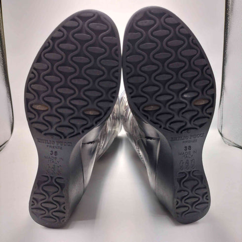 エミリオプッチ EMILIO PUCCI イタリア製 総柄 ロング レイン ブーツ レディース JPN:38