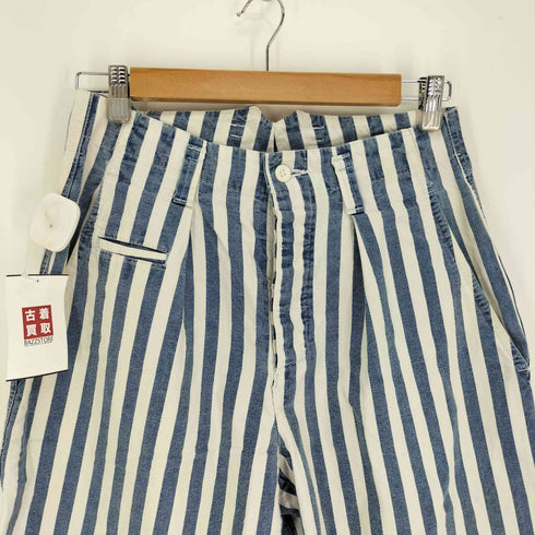 WATCH RELAXED ELEGANCE ストライプ柄 パッチ ボタンフライ ワイド ワークパンツ レディース