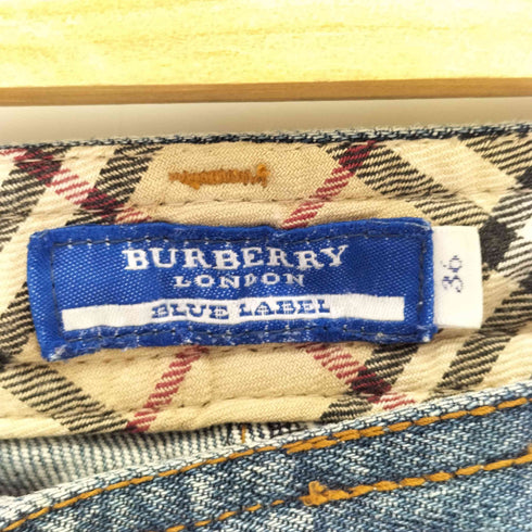 バーバリーブルーレーベル BURBERRY BLUE LABEL ノバチェック クロップド デニムパンツ レディース EUR:36