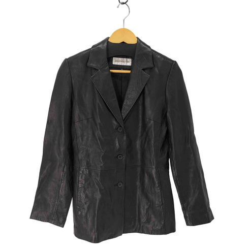 ジョーンズニューヨーク JONES NEW YORK Genuine Leather 本革 3B レザー テーラードジャケット レディース import:S