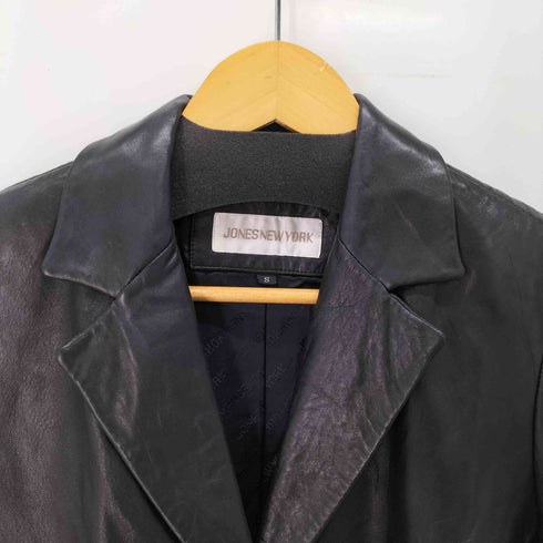 ジョーンズニューヨーク JONES NEW YORK Genuine Leather 本革 3B レザー テーラードジャケット レディース import:S