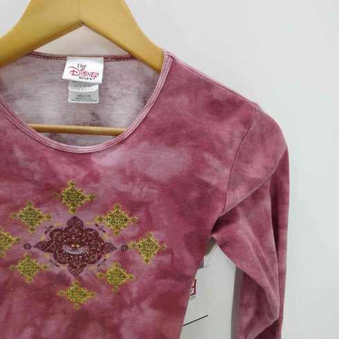 90-00S USA製 テーマパーク キャラクター プリント 抜染 タイダイ L/S カットソー ロンT クロップド ピチT Y2K レディース import:M