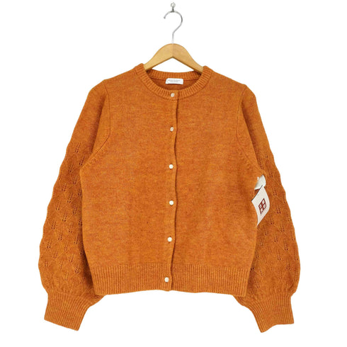 ビューティーアンドユースユナイテッドアローズ BEAUTY & YOUTH UNITED ARROWS 袖透かし編みクルーネックニットカーディガン レディース