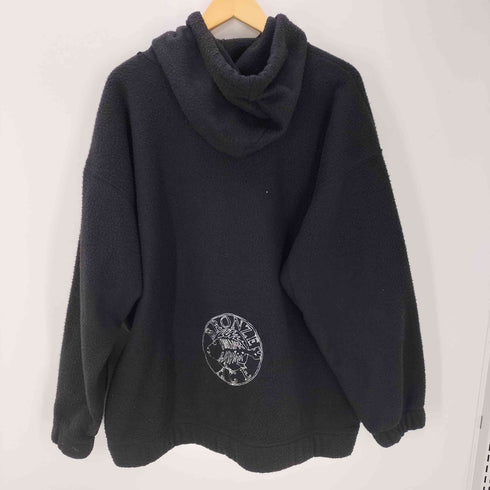 BRONZE AGE ブロンズエイジ 80-90S OLD 初期 USA製 フィッシュボーン ロゴサークル 刺繍 ボア フリース フーディー パーカー SK8 オールドスケート メンズ import:L