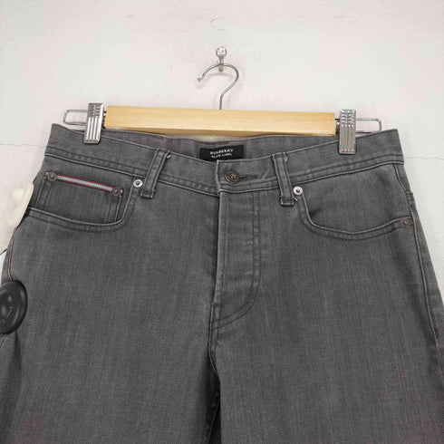 バーバリーブラックレーベル BURBERRY BLACK LABEL ボタンフライブラックデニムパンツ メンズ 70