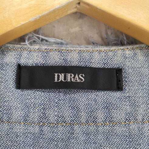 デュラス DURAS パールデザインノーカラーデニムジャケット レディース F