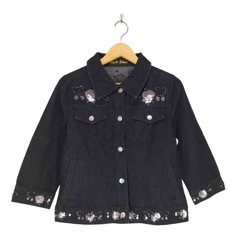 REEDS JEANS スパンコール&ビジュー装飾デニムジャケット Y2K レディース L