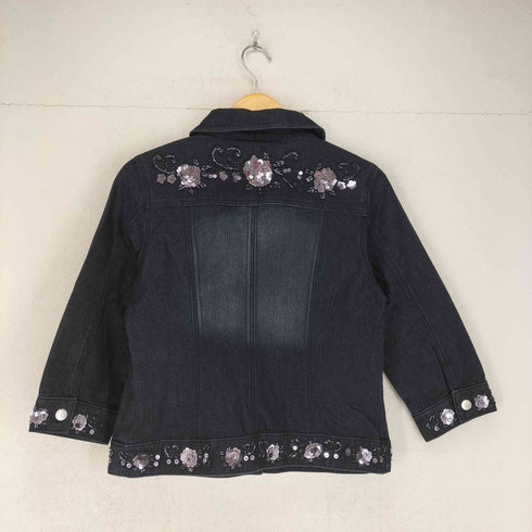 REEDS JEANS スパンコール&ビジュー装飾デニムジャケット Y2K レディース L