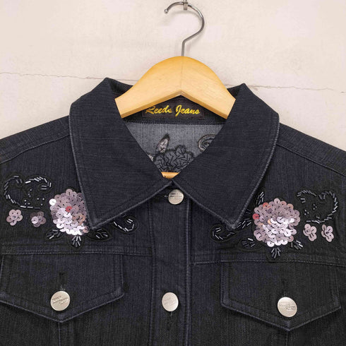 REEDS JEANS スパンコール&ビジュー装飾デニムジャケット Y2K レディース L