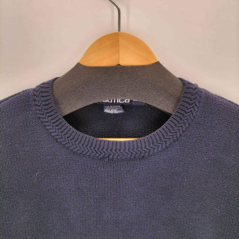 ノーティカ NAUTICA 90S ロゴ刺繍クルーネックコットンニット メンズ JPN:XL