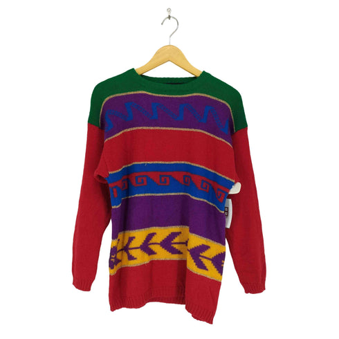ピエールカルダン pierre cardin ラメデザインマルチカラークルーネックニット メンズ M
