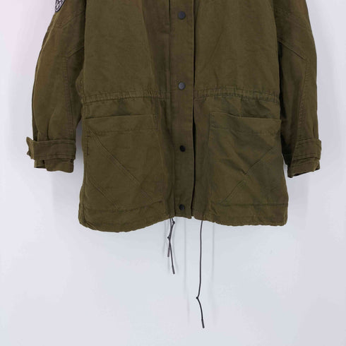 BIMBA Y LOLA 袖 ロゴ コットン リネン スタンドカラー ミリタリー ジャケット メンズ import:M