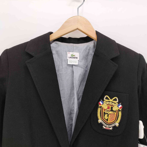 ラコステ LACOSTE 90-00S ブルガリア製 裏地ストライプ ロゴ エンブレム レーヨン混 テーラード ジャケット レディース FR:36
