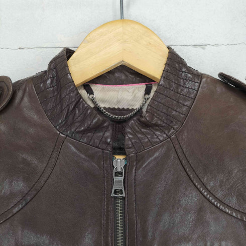 バナナリパブリック BANANA REPUBLIC lamb leather ラムレザーシングルライダースジャケット レディース S