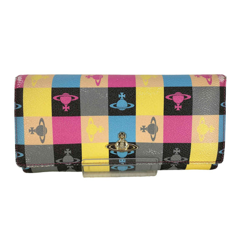 ヴィヴィアンウエストウッド Vivienne Westwood LOGOMANIA PINK/PINK ロゴマニア ブロックチェック 長財布 レディース
