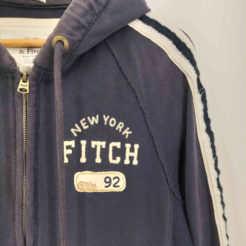 アバクロンビーアンドフィッチ Abercrombie & Fitch NEW YORK FITCH 刺繍 サイドリブ ライン ジップパーカー Y2K メンズ import:M