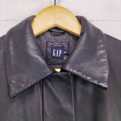 ギャップ Gap 00s OLD lamb leather ラムレザー比翼ステンカラーコート レディース S