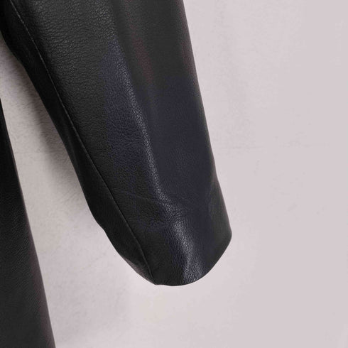 ギャップ Gap 00s OLD lamb leather ラムレザー比翼ステンカラーコート レディース S