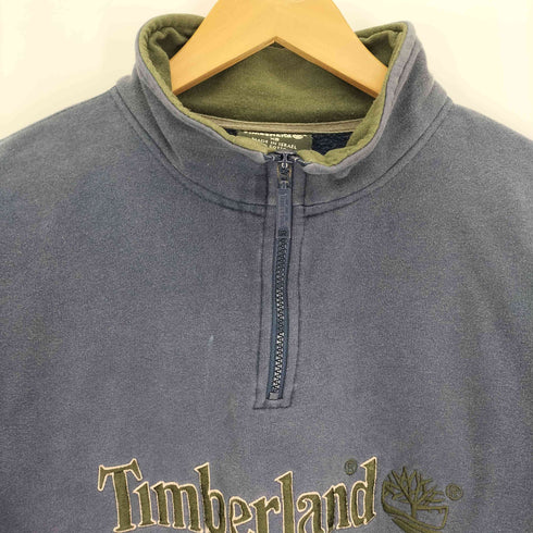 ティンバーランド Timberland 90S イスラエル製 ロゴ刺繍 スタンドネック スウェット ハーフジップ プルオーバー メンズ import:XS
