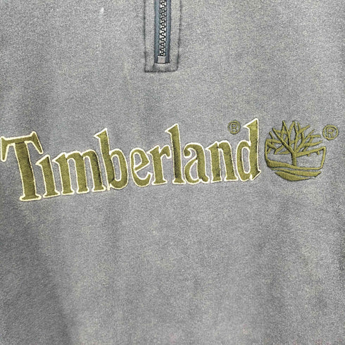 ティンバーランド Timberland 90S イスラエル製 ロゴ刺繍 スタンドネック スウェット ハーフジップ プルオーバー メンズ import:XS