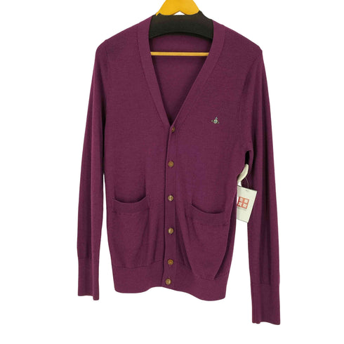 ヴィヴィアンウエストウッドマン Vivienne Westwood MAN オーブ ロゴ刺繍 Vネック アクリル ウール ニット カーディガン メンズ 44