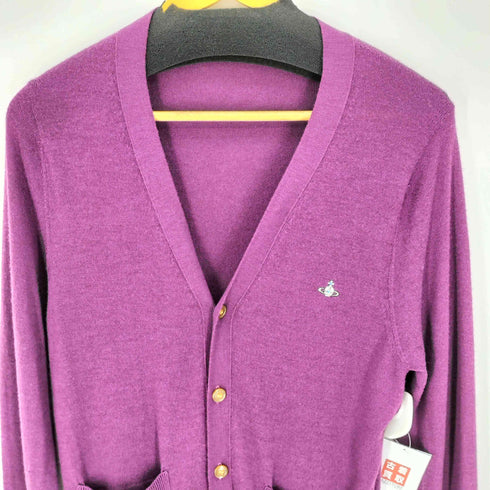 ヴィヴィアンウエストウッドマン Vivienne Westwood MAN オーブ ロゴ刺繍 Vネック アクリル ウール ニット カーディガン メンズ 44