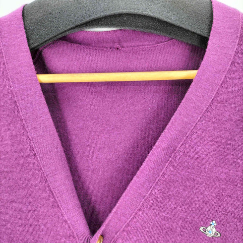 ヴィヴィアンウエストウッドマン Vivienne Westwood MAN オーブ ロゴ刺繍 Vネック アクリル ウール ニット カーディガン メンズ 44