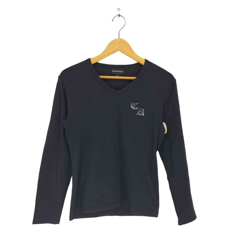 エンポリオアルマーニ EMPORIO ARMANI ラインストーンデザインVネックカットソー メンズ S