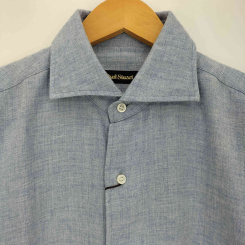 ポールスチュアート Paul Stuart イタリア製 コットンウール ホリゾンタルカラー シャツ メンズ import:M