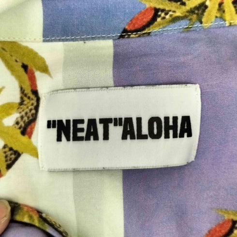 NEAT ALOHA 日本製 蛇プリント ストライプL/Sアロハシャツ メンズ JPN:M