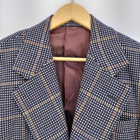 HOLLAND&SHERRY チェックウール2Bテーラードジャケット メンズ