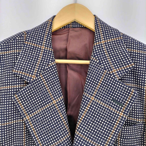 HOLLAND&SHERRY チェックウール2Bテーラードジャケット メンズ