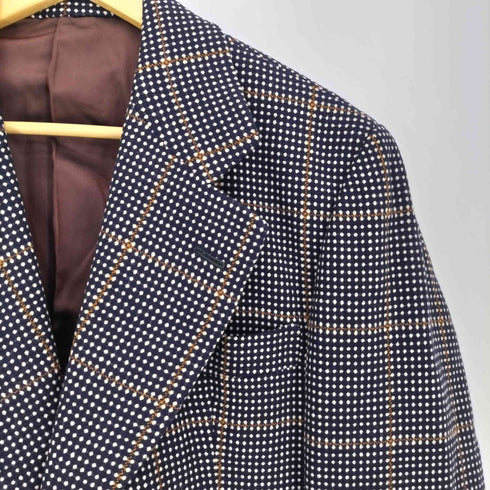 HOLLAND&SHERRY チェックウール2Bテーラードジャケット メンズ