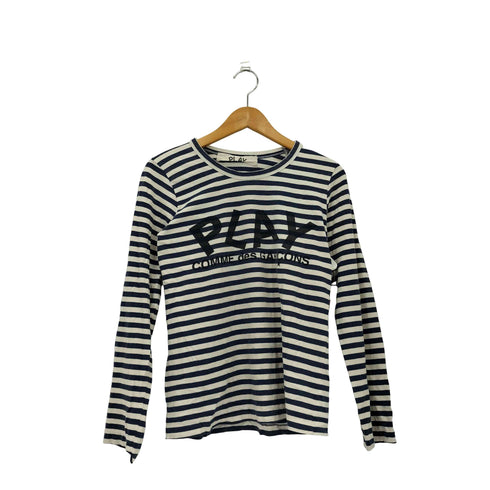 プレイコムデギャルソン PLAY COMME des GARCONS フロントプリント ボーダー クルーネックロンT レディース JPN:S