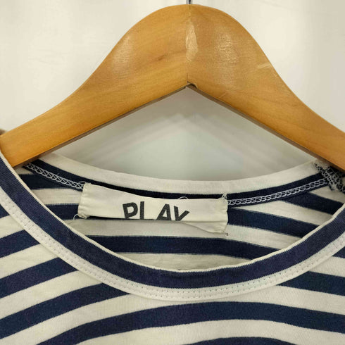 プレイコムデギャルソン PLAY COMME des GARCONS フロントプリント ボーダー クルーネックロンT レディース JPN:S